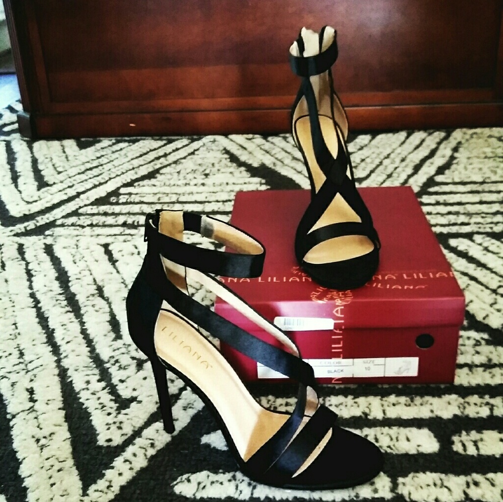 Liliana Criss Cross Satin Strappy Stiletto Heels